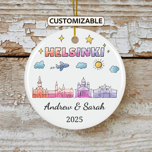Personalised Skyline Helsinki Ornament, Finland Ceramic Tree Decoration