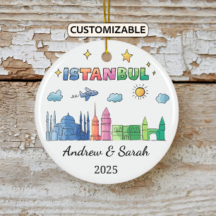 Personalised Skyline Istanbul Ornament, Turkey Ceramic Tree Decoration