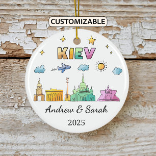 Personalised Skyline Kiev Ornament, Ukraine Ceramic Tree Decoration