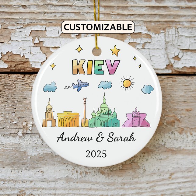Personalised Skyline Kiev Ornament, Ukraine Ceramic Tree Decoration (Creator Uploaded)