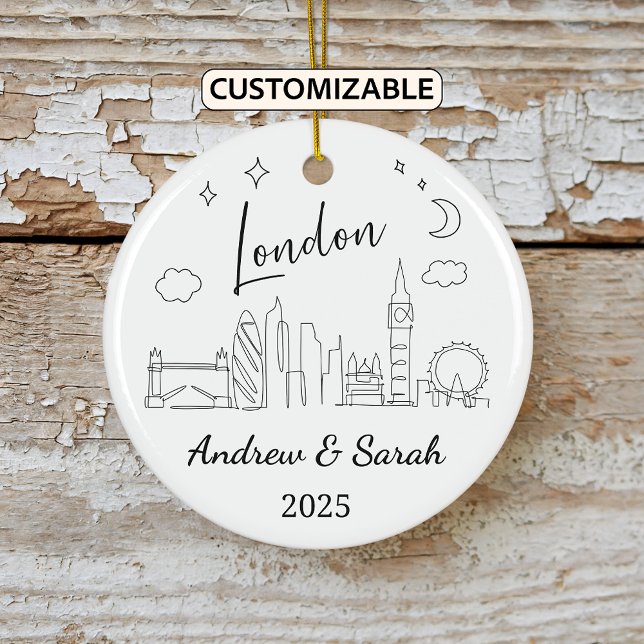 Personalised Skyline London Ornament, England Ceramic Tree Decoration (Creator Uploaded)
