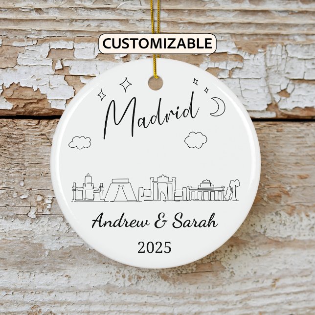 Personalised Skyline Madrid Ornament, Spain Ceramic Tree Decoration (Creator Uploaded)