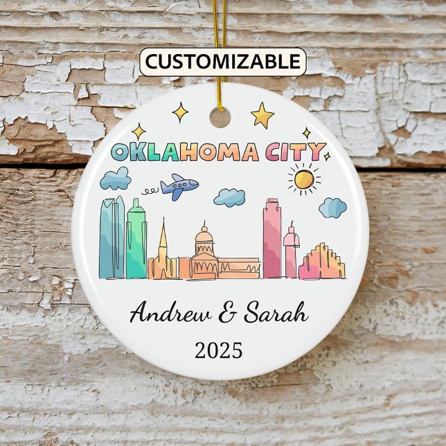 Personalised Skyline Oklahoma City, Oklahoma Ceramic Tree Decoration (Creator Uploaded)