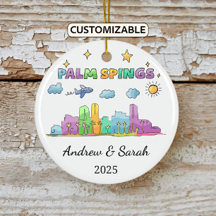 Personalised Skyline Palm Springs, California Ceramic Tree Decoration