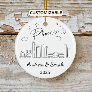 Personalised Skyline Phoenix Ornament, Arizona Ceramic Tree Decoration