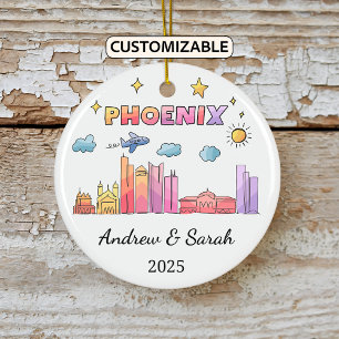 Personalised Skyline Phoenix Ornament, Arizona Ceramic Tree Decoration