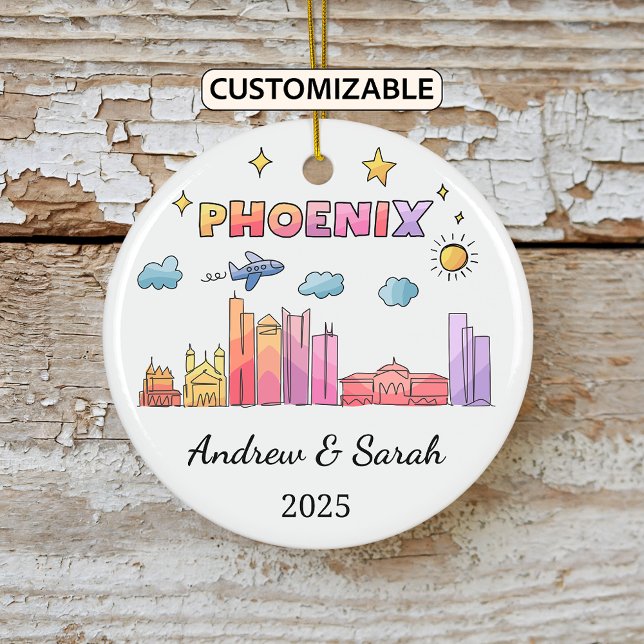 Personalised Skyline Phoenix Ornament, Arizona Ceramic Tree Decoration (Creator Uploaded)