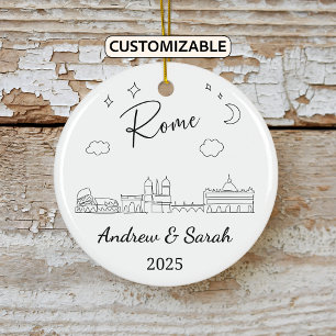 Personalised Skyline Rome Ornament, Italy Ceramic Tree Decoration
