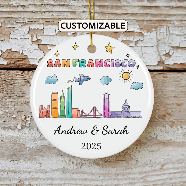 Personalised Skyline San Francisco, California Ceramic Tree Decoration (Creator Uploaded)