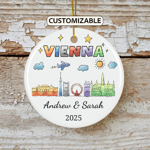 Personalised Skyline Vienna Ornament, Austria Ceramic Tree Decoration