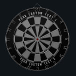 Personalised Sleek Black & Grey Dartboard<br><div class="desc">Sleek dark coloured dartboard design with 2 lines of your custom text in white font.</div>