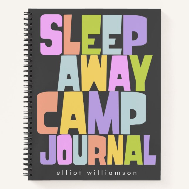 Personalised Sleepaway Summer Camp Camper's Black Notebook (Front)