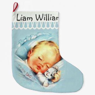 Personalised Sleeping Baby Double-sided Large Christmas Stocking