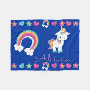 Personalised Sleeping Baby Unicorn & Rainbow Fleece Blanket