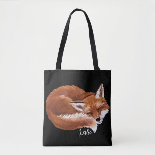 Personalised Sleeping Fox Tote Bag