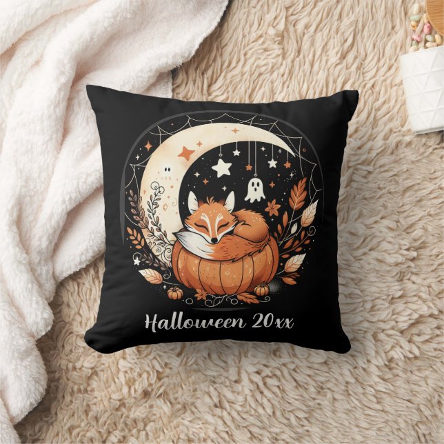 Personalised Sleeping Fox with Cute Ghost Cushion (Blanket)