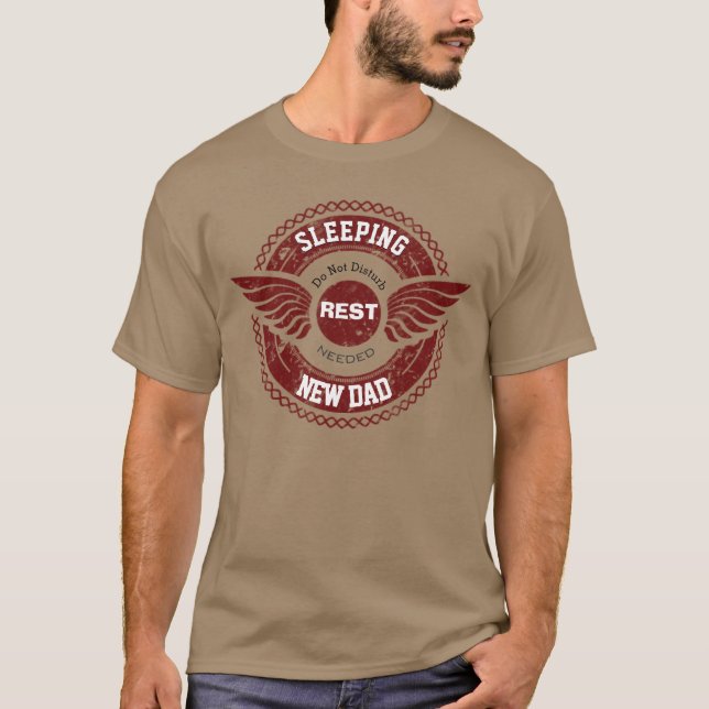 Personalised SLEEPING New Dad T-Shirt (Front)