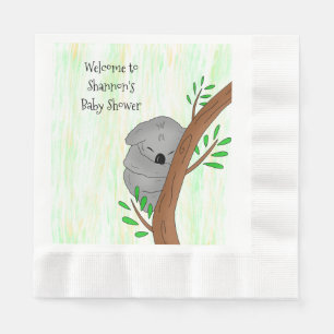 Personalised Sleepy Koala Bear Themed Baby Shower Napkin