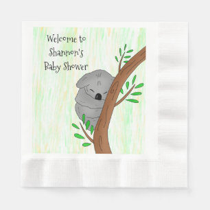 Personalised Sleepy Koala Bear Themed Baby Shower Napkin