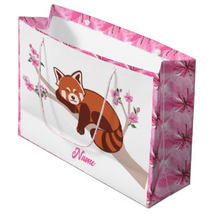 Personalised "Sleepy Red Panda" Cherry Blossom Large Gift Bag