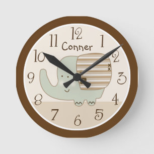 Personalised Sleepy Safari Elephant Nursery Clock