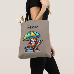 Personalised Sloth at Beach Tote Bag