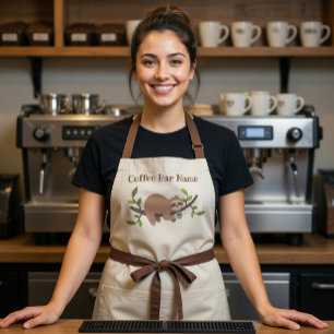 Personalised Sloth Coffee Bar Apron