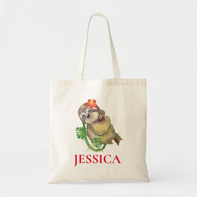 Personalised Sloth Lover Cute Tote Bag (Front)