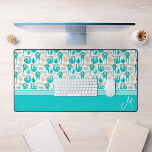Personalised Sloth Monogram Desk Mat