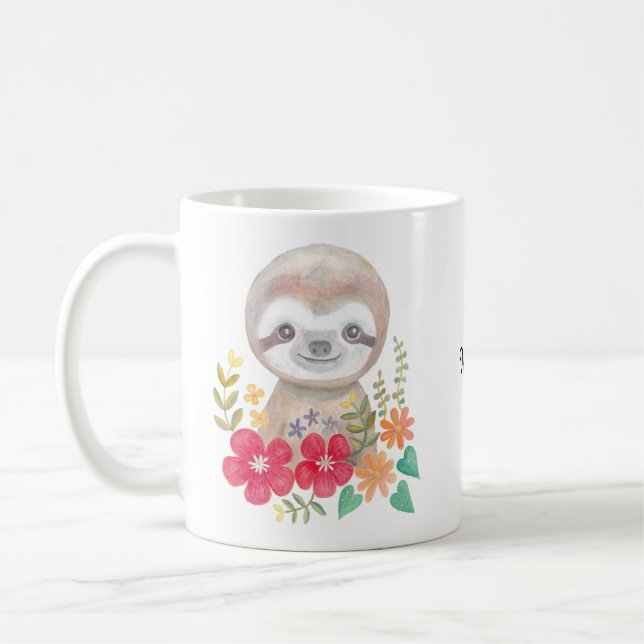 Personalised Sloth Mug Custom Name Baby Sloth mug (Left)