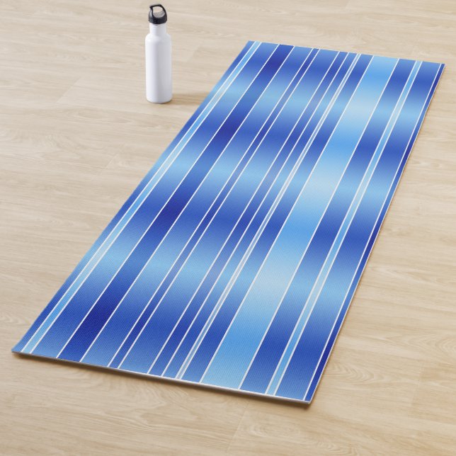 Personalised Slow Wave Blue Striped Yoga Mat (In Situ)
