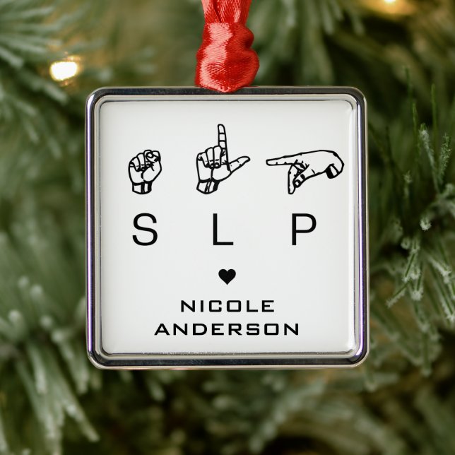 Personalised SLP Speech Language Pathologist ASL Metal Tree Decoration (Tree)