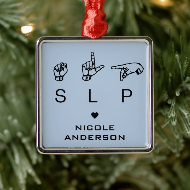 Personalised SLP Speech Language Pathologist ASL Metal Tree Decoration (Tree)