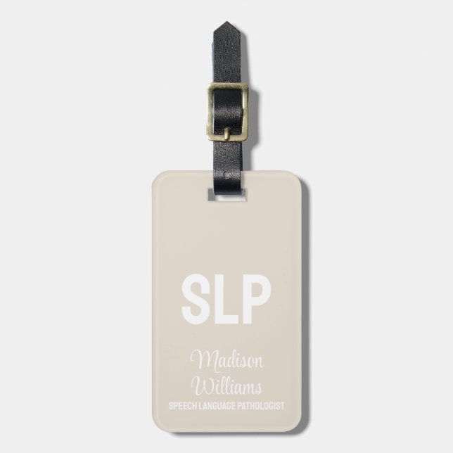 Personalised SLP Speech Language Pathologist Gift Luggage Tag (Front Vertical)