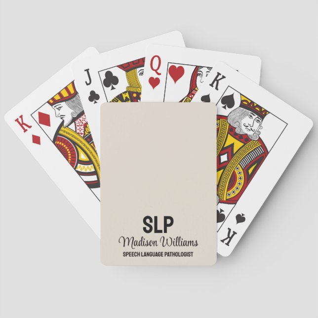 Personalised SLP Speech Language Pathologist Gift Playing Cards (Back)