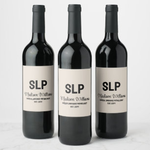 Personalised SLP Speech Language Pathologist Gift Wine Label