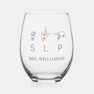 Personalised SLP Speech Pathologist Appreciation Stemless Wine Glass