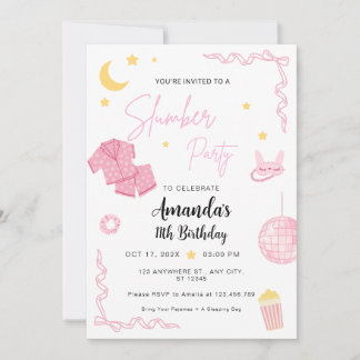 Personalised Slumber Party Birthday Invitation