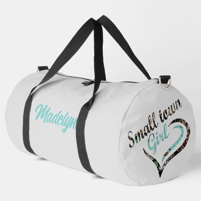 Personalised Small Town Girl Duffle Bag (Left Corner)