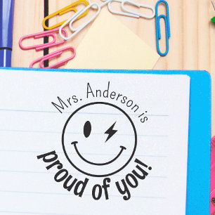 Personalised Smile Face Eomji Proud of You Self-inking Stamp