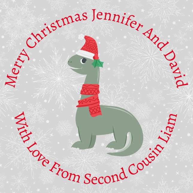 Personalised Smiling Holly Christmas Dinosaur Wrapping Paper (Creator Uploaded)