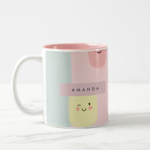 Personalised Smiling Pastel Sweets Kawaii Two-Tone Coffee Mug