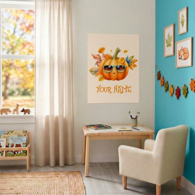 Personalised Smiling Pumpkin Autumn Kids Poster (Creator Uploaded)