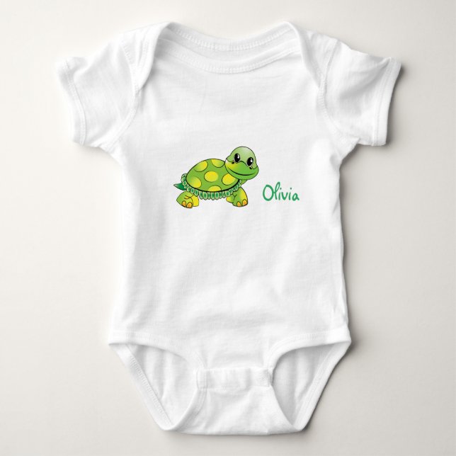 Personalised smiling turtle baby bodysuit (Front)