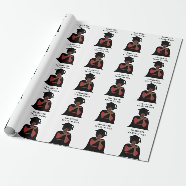 Personalised Smiling Woman Graduation  Wrapping Paper (Unrolled)