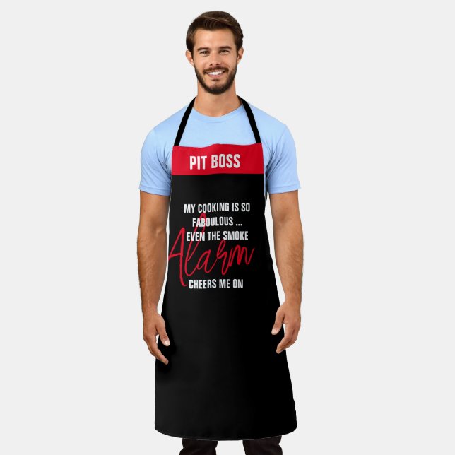 Personalised Smoke Alarm Cook Chef Attitude Funny Apron (Worn)