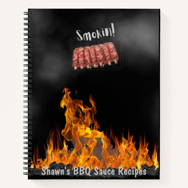 Personalised Smokin BBQ Ribs Cookbook Notebook (Front)