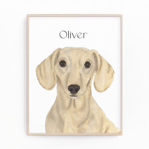 Personalised Smooth Cream Dachshund Art Photo Print