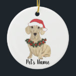 Personalised Smooth Cream Dachshund Christmas Ceramic Tree Decoration<br><div class="desc">Make the nice list this year with a personalised Christmas ornament of your favourite little smooth cream dachshund santa elf! For the sweetest gifts,  pair it with a matching art print or another item from my collection!</div>