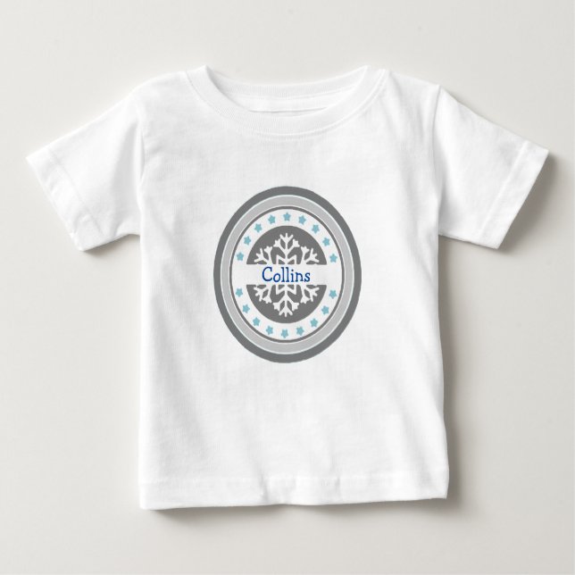 Personalised Snow Design Baby Romper T-Shirt (Front)